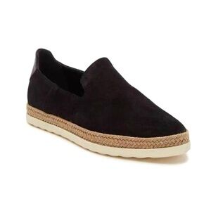 VINCE Dillon Women's Black Suede Leather Dillon Espadrille Slip on Flats